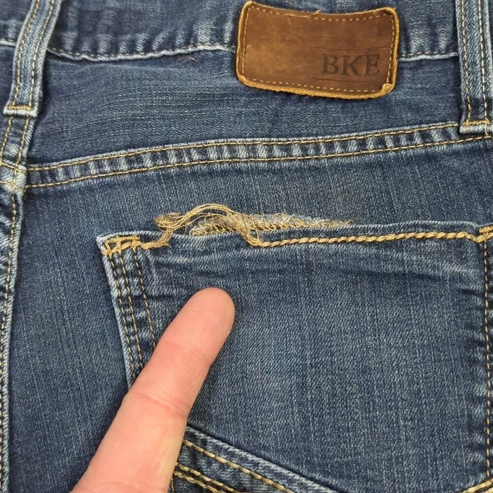 BKE Jeans Men's 32L Fits 32x29 Blue Asher Straight Stretch Denim Hemmed